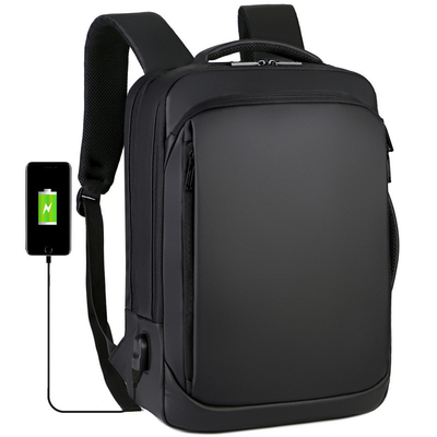 Black BSCI Business Travel Backpack แล็ปท็อปกระเป๋าเป้สะพายหลังบุรุษวัยรุ่นพร้อมที่ชาร์จ