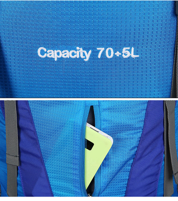 กระเป๋าเป้สะพายหลังเดินป่ากันน้ำ Ransel Mountain กระเป๋าเป้สะพายหลังโพลีเอสเตอร์ 70 ลิตร ISO