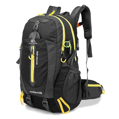 กระเป๋าเป้สะพายหลังเดินป่ากันน้ำสีดำ 30-40L เป้สะพายหลังรอบการตั้งแคมป์กันน้ำ