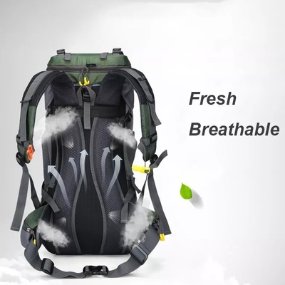 กระเป๋าเป้สะพายหลังเดินป่ากันน้ำน้ำหนักเบา 60L เป้สะพายหลังกันฝน 70 ซม.