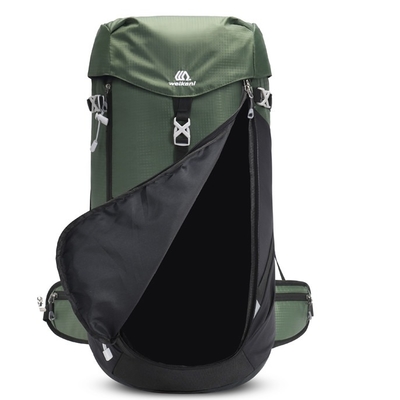 กระเป๋าเป้สะพายหลังกันน้ำกลางแจ้ง 50L ODM Ultralight Camping Backpack Nylon