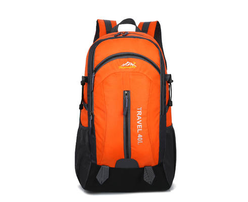 กระเป๋าเป้สะพายหลังกันน้ำขนาด 40L สีส้ม 55 ซม. เป้เดินทางแคมป์ปิ้งพร้อมช่องชาร์จ USB