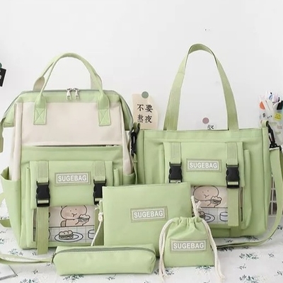 กระเป๋าเป้สะพายหลังสีเขียวชุดนักเรียนแล็ปท็อปกระเป๋าหนังสือที่ทนทาน Girls