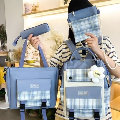 ผ้าใบกระเป๋านักเรียนหญิงตั้งวิทยาลัยกันน้ำกระเป๋าหนังสือน่ารักชุด Wallet
