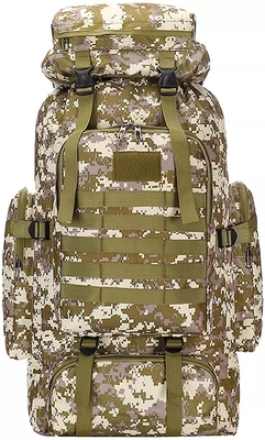 BSCI Nylon Camo กระเป๋าเป้สะพายหลังเดินป่า 75L Travel Camping Backpack Men Women