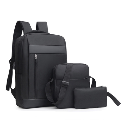 Black ODM Unisex Backpack ชุดธุรกิจ 3 ใน 1 ชุดกระเป๋าเป้สะพายหลังแล็ปท็อป School
