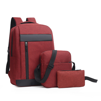 Black ODM Unisex Backpack ชุดธุรกิจ 3 ใน 1 ชุดกระเป๋าเป้สะพายหลังแล็ปท็อป School