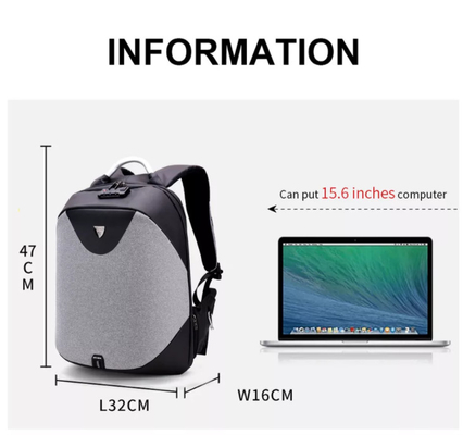 กระเป๋าเป้สะพายหลังแล็ปท็อปสำหรับธุรกิจโพลีเอสเตอร์ 1.54 นิ้ว Antitheft Back Pack สำหรับผู้ชาย Laptop