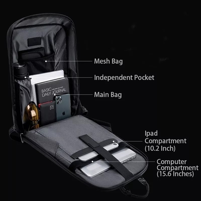 กระเป๋าเป้ธุรกิจกันน้ำ EVA Hard Case พร้อมพอร์ตชาร์จ USB Polyester