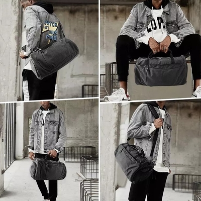 กระเป๋าเดินทางป้องกันการโจรกรรมโพลีเอสเตอร์กระเป๋ายิมพร้อมช่องใส่รองเท้าเปียก
