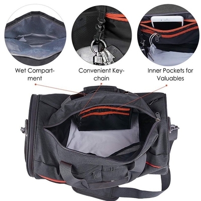 กระเป๋าเดินทางป้องกันการโจรกรรมกีฬาน้ำหนักเบายิมกระเป๋า Duffle พร้อมช่องใส่รองเท้ากระเป๋าเปียก